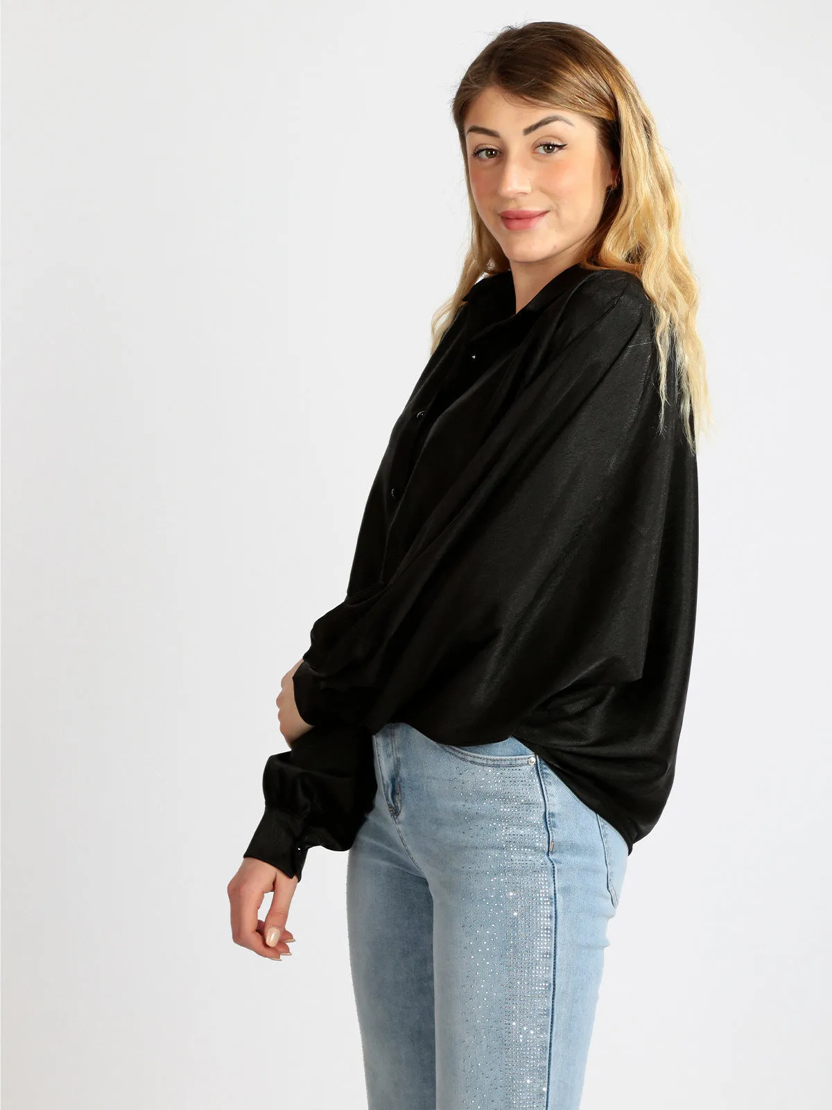 Rlinea Chemise femme oversize à manches chauve-souris
