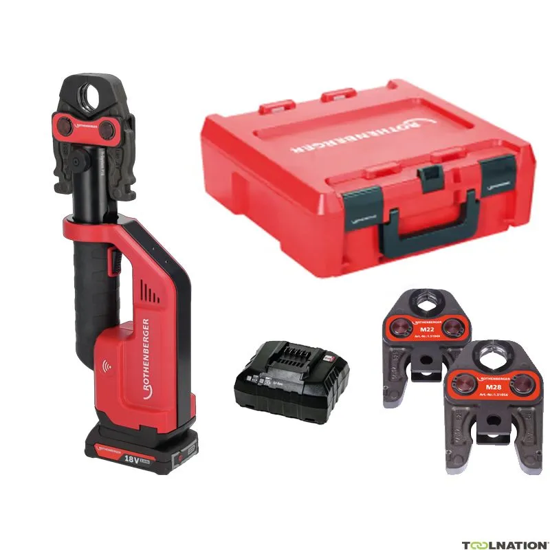 Rothenberger 1000004274 Romax Compact III SET M15-22-28 Batteria a barra Ampshare 18V 2.0Ah in valigetta