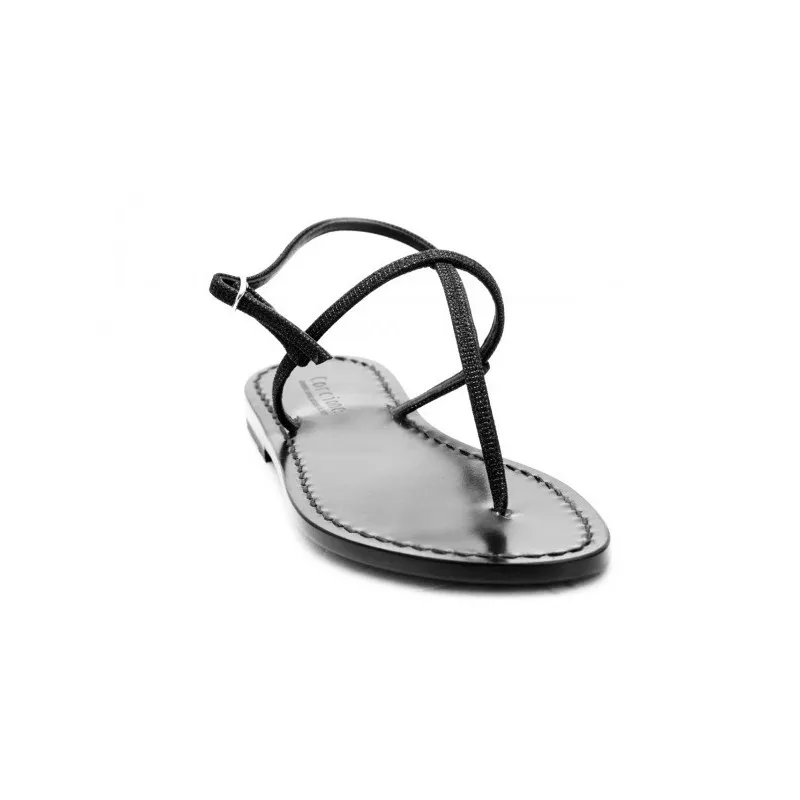 Sandali T glitter nero