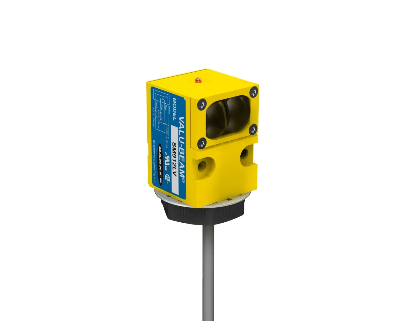 Sensore fotoelettrico Cilindrico Banner, diffuso, rilevamento 150 m, uscita NPN