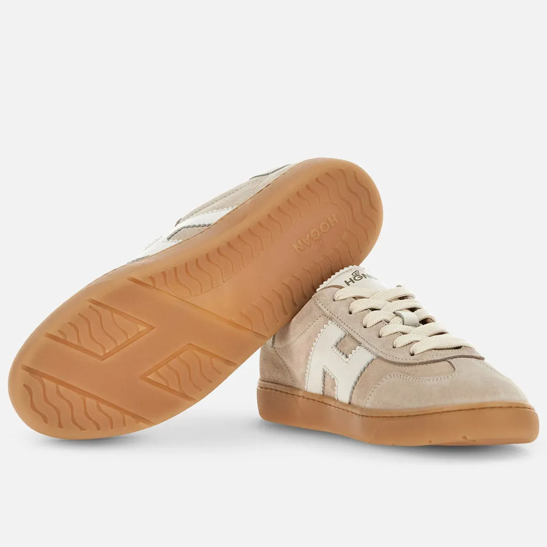 Sneaker da donna Hogan Cool beige  in morbido camoscio