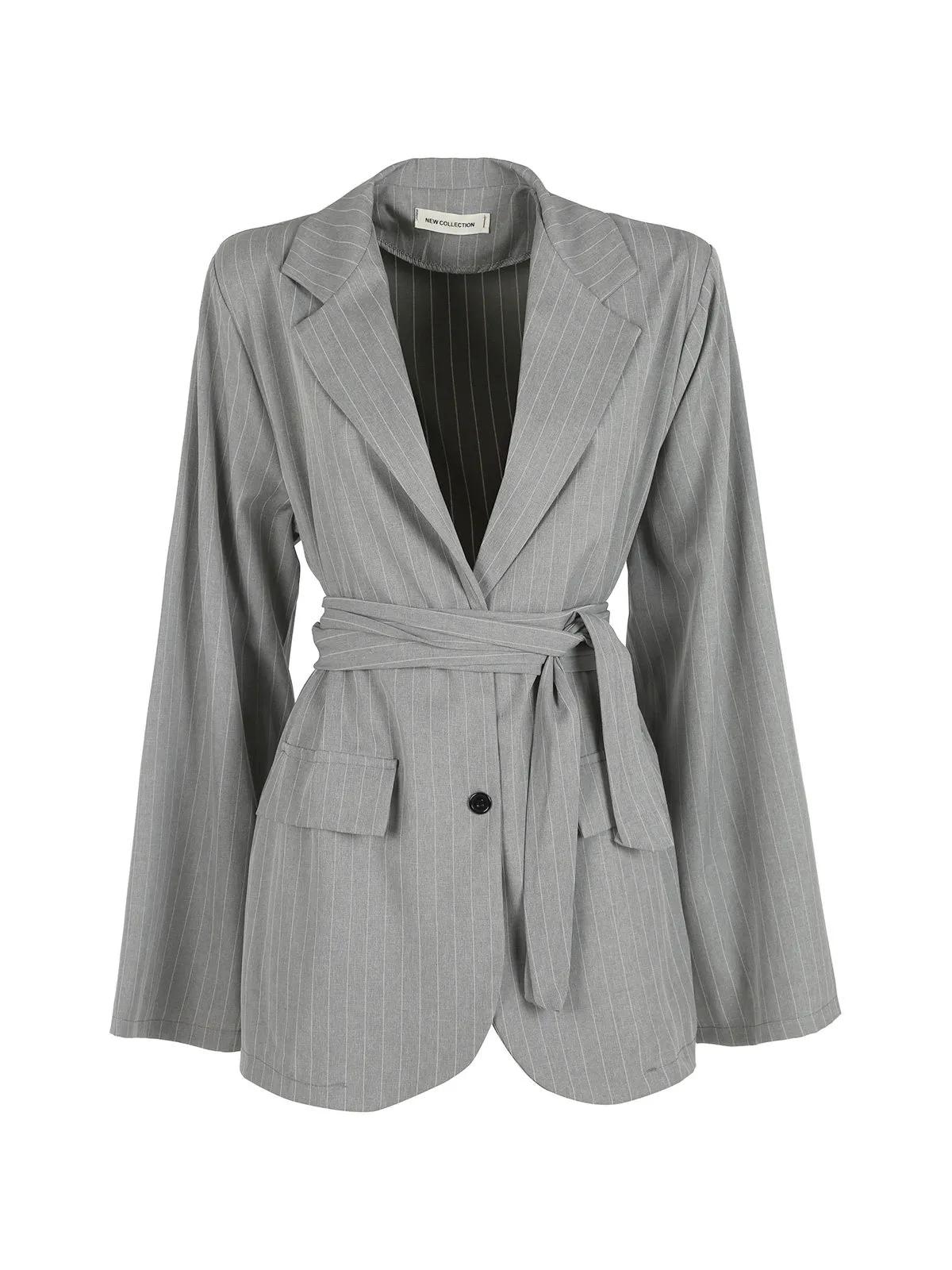 Solada Blazer femme oversize à fines rayures avec ruban
