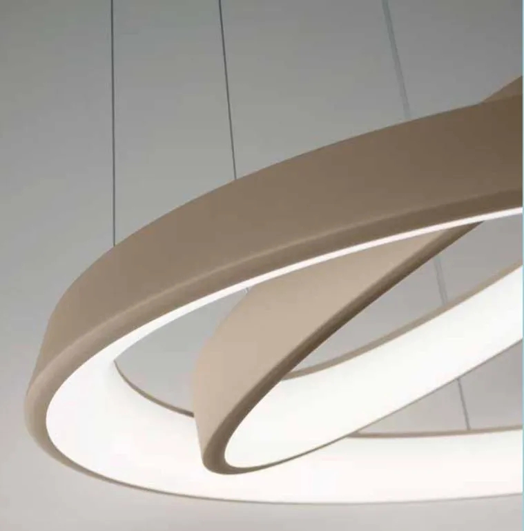 Sospensione Moderna Led 82w Anelli Diodi Doppia 80cm Sabbia Per Soggiorno Affralux