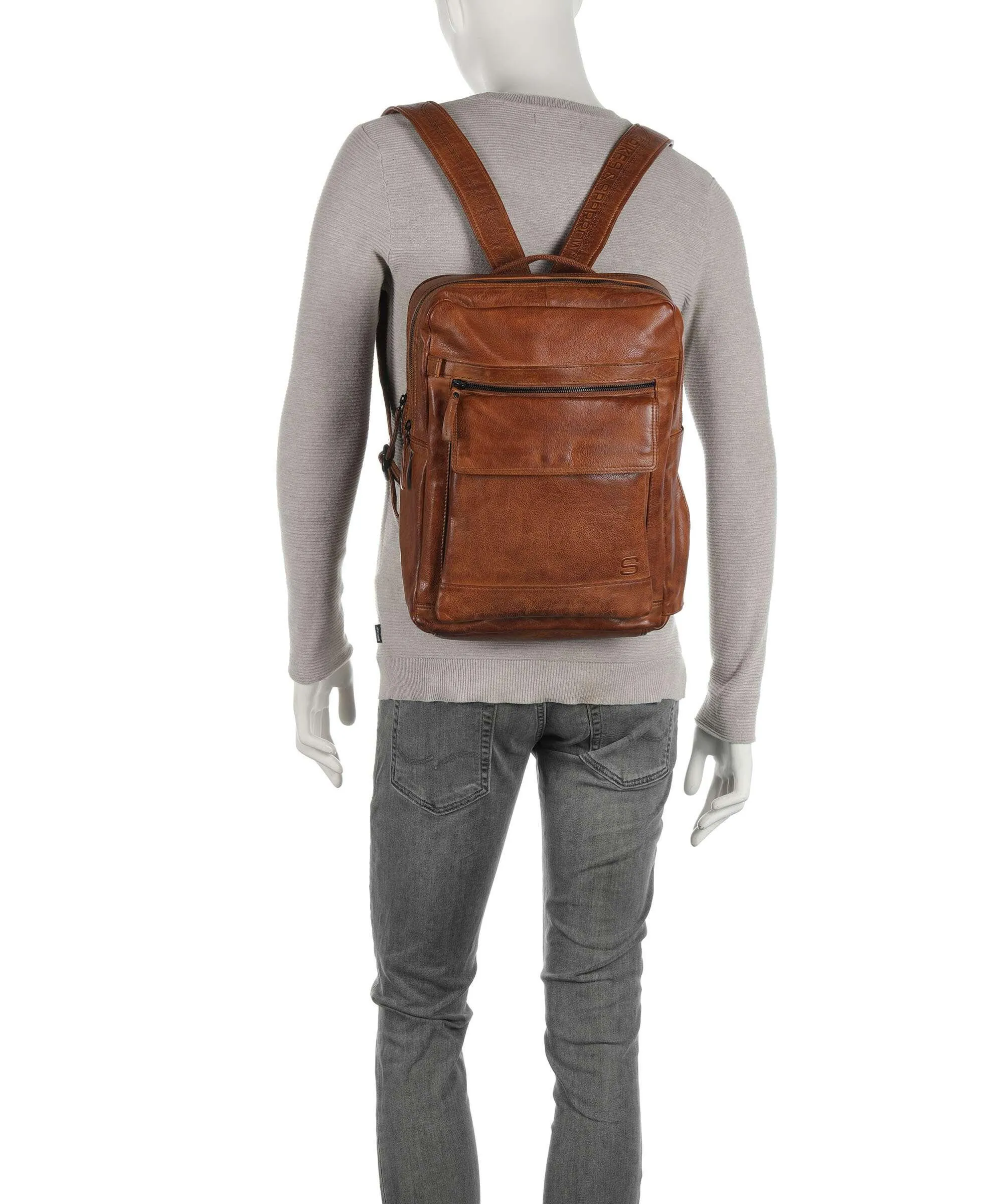  Spikes & Sparrow Apache Zaino pelle granulata cognac  