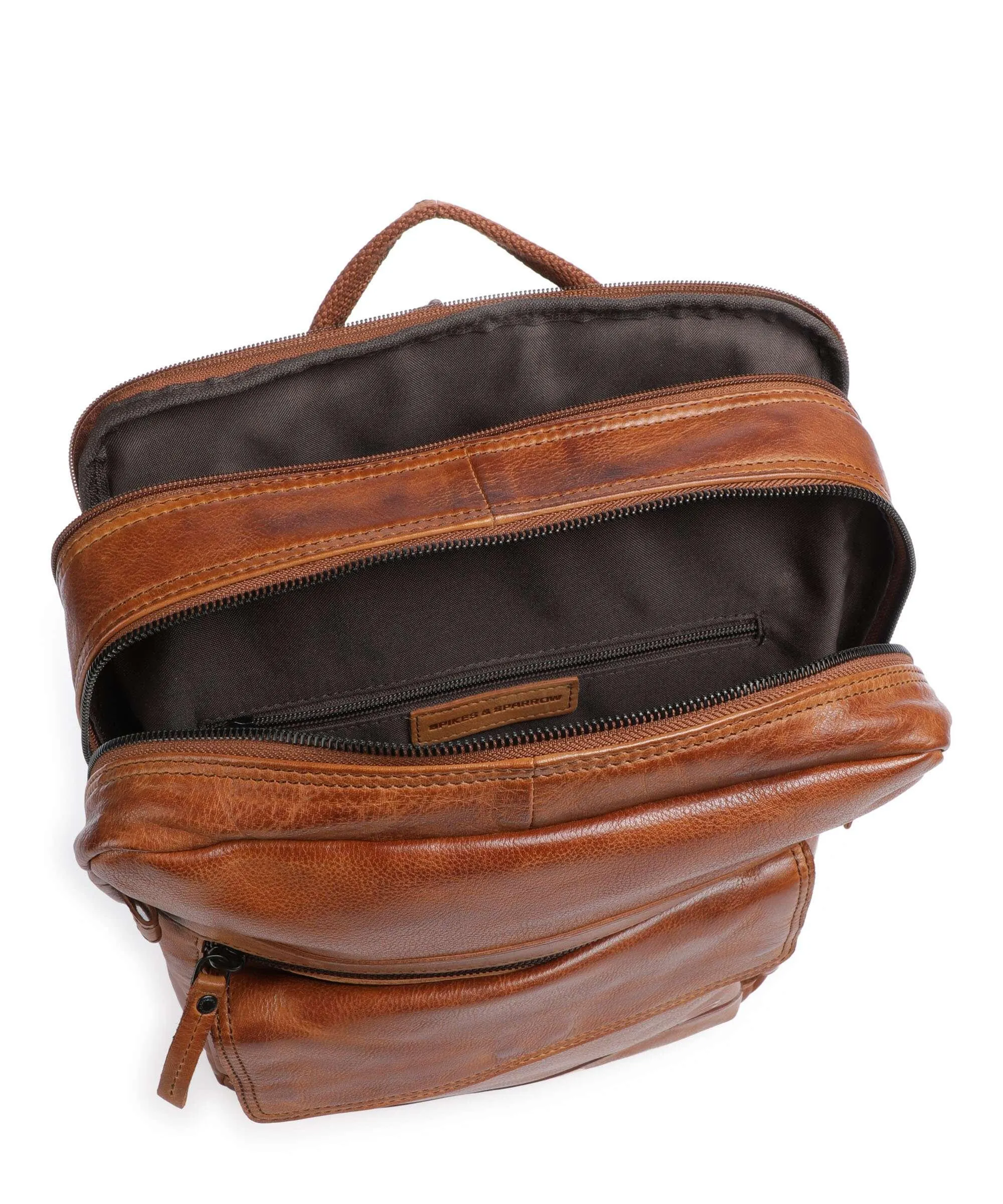 Spikes & Sparrow Apache Zaino pelle granulata cognac  