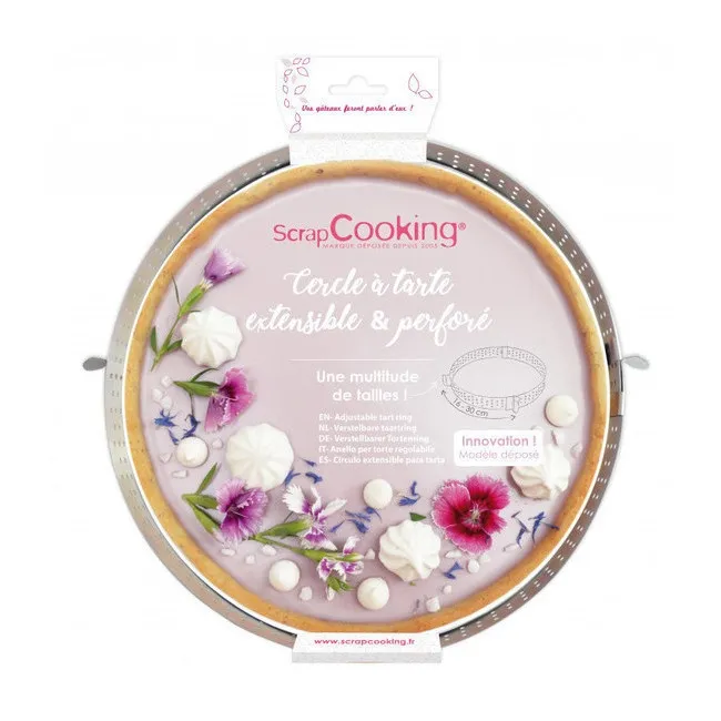 Stampo rotondo in acciaio perforato regolabile da 16 a 30 cm - Scrapcooking