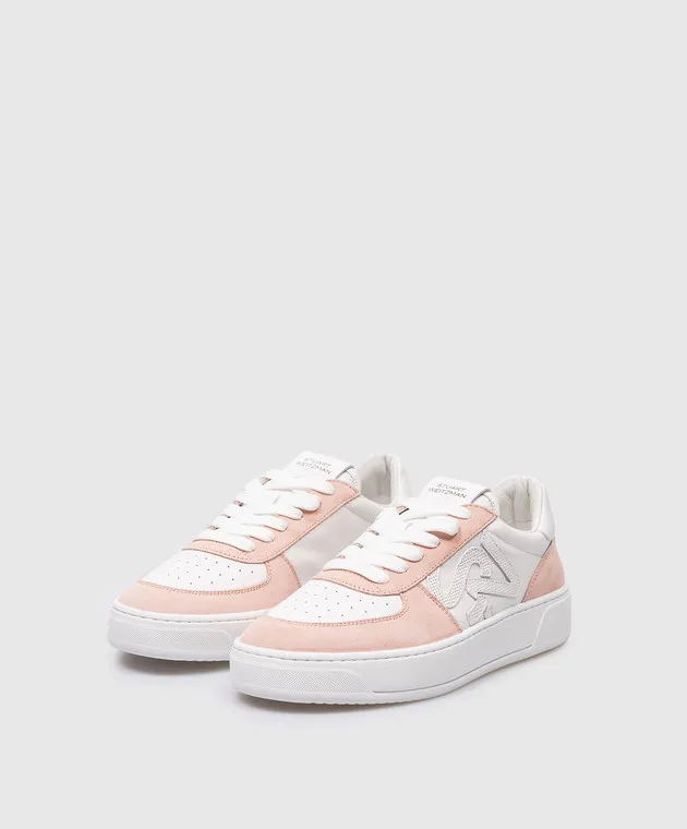Stuart Weitzman Sneakers SW COURTSIDE MONOGRAM in pelle bianca SH308