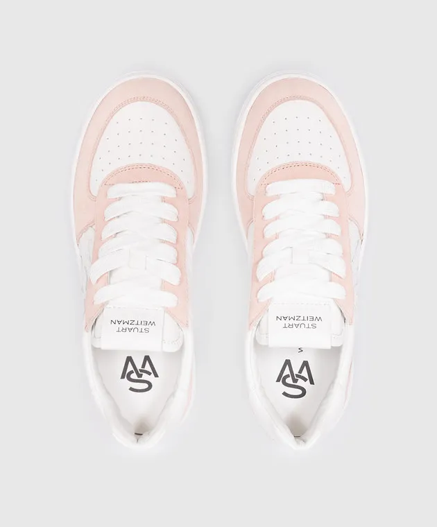 Stuart Weitzman Sneakers SW COURTSIDE MONOGRAM in pelle bianca SH308