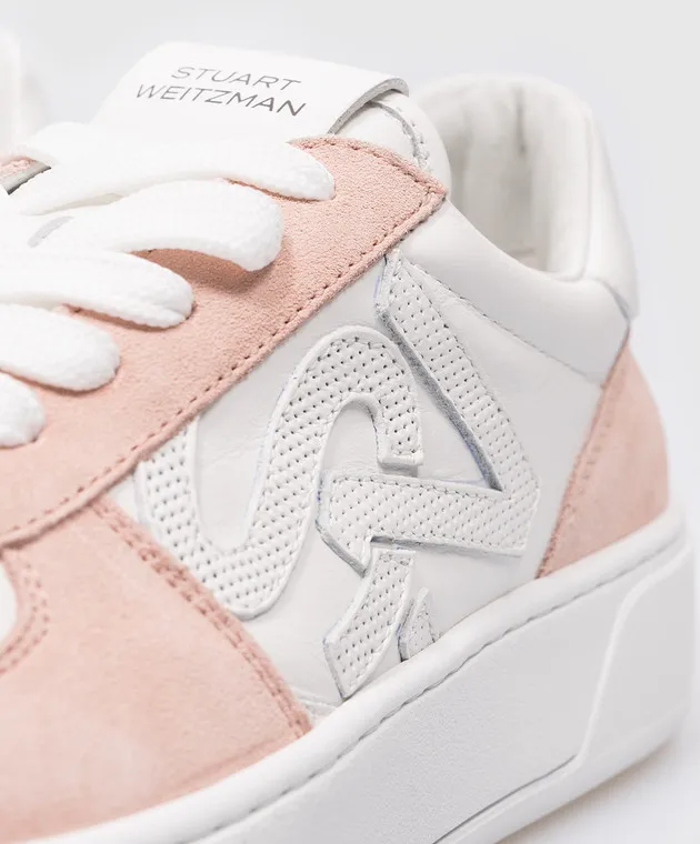 Stuart Weitzman Sneakers SW COURTSIDE MONOGRAM in pelle bianca SH308