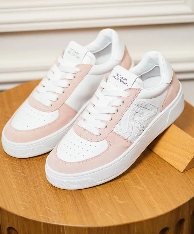 Stuart Weitzman Sneakers SW COURTSIDE MONOGRAM in pelle bianca SH308