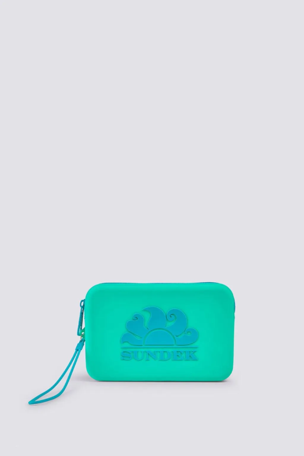 SUNDEK MINI POCHETTE IN GOMMA CON LOGO VERDE ACQUA AW748