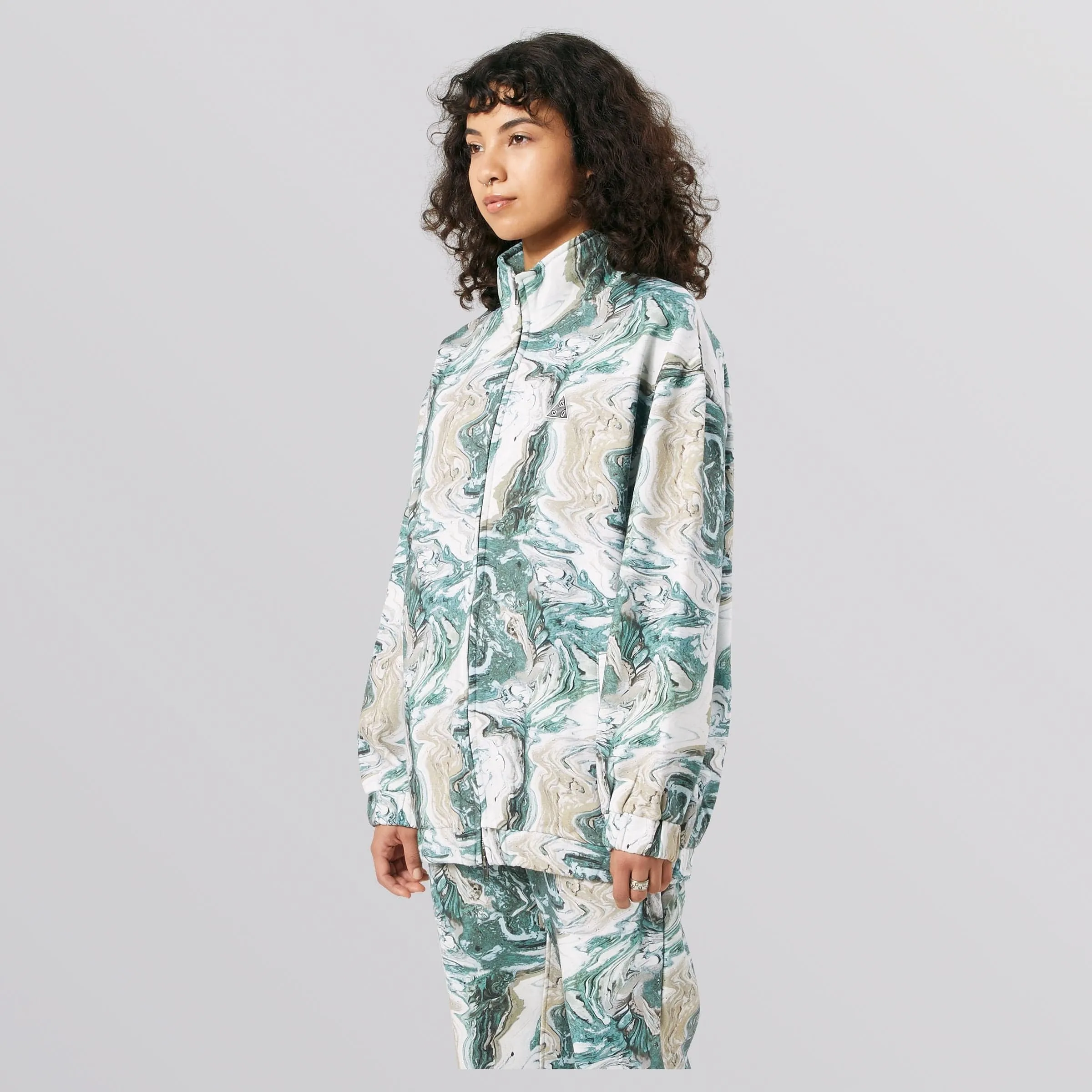 SWIRL OVERSIZED FLEECE F/Z - OLIVE