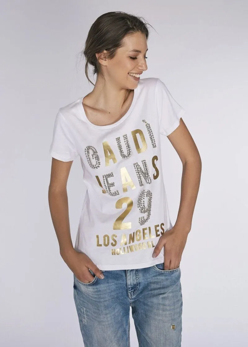 T-shirt con stampa laminata