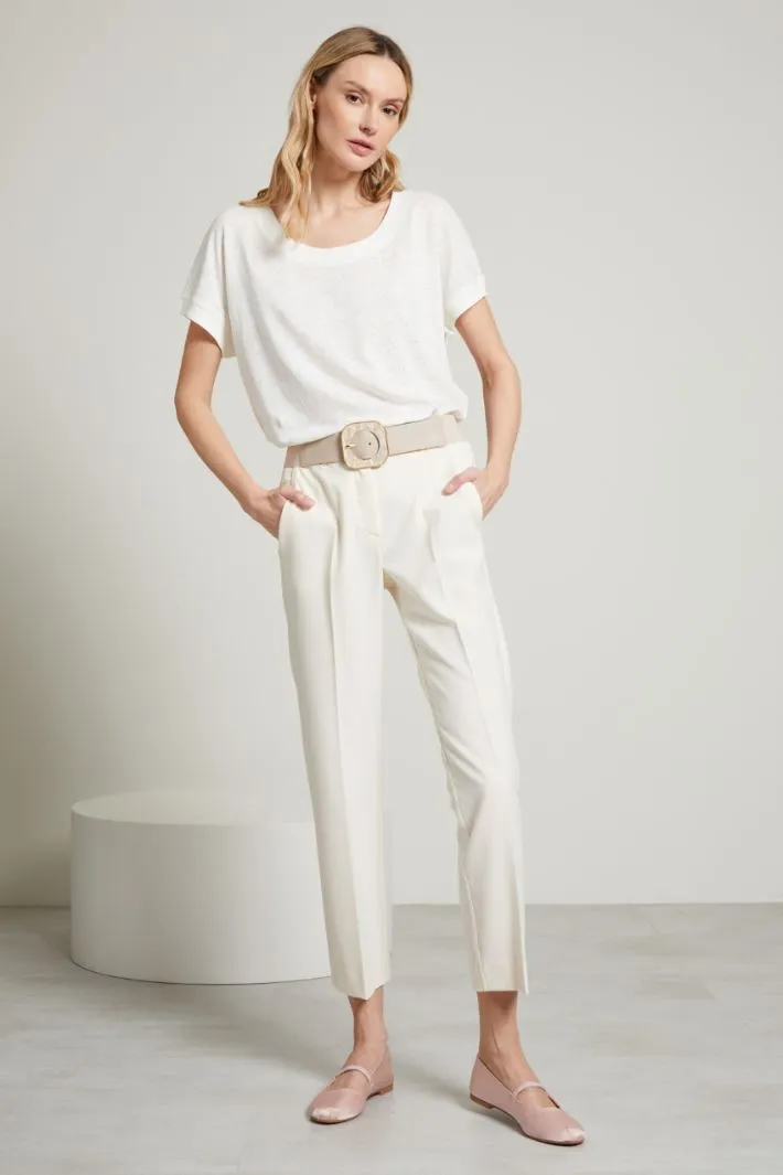 T-shirt in jersey di lino e cotone