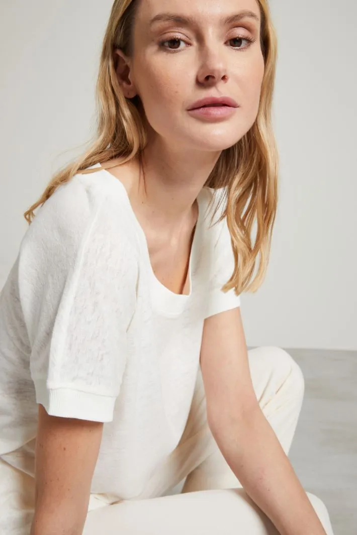 T-shirt in jersey di lino e cotone