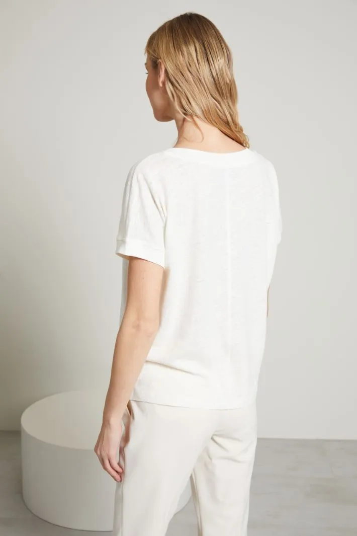 T-shirt in jersey di lino e cotone