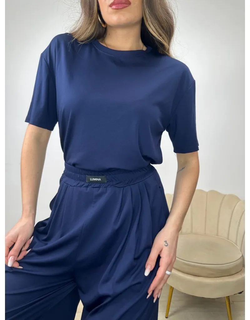 T-SHIRT MORBIDA LUMINA BLU