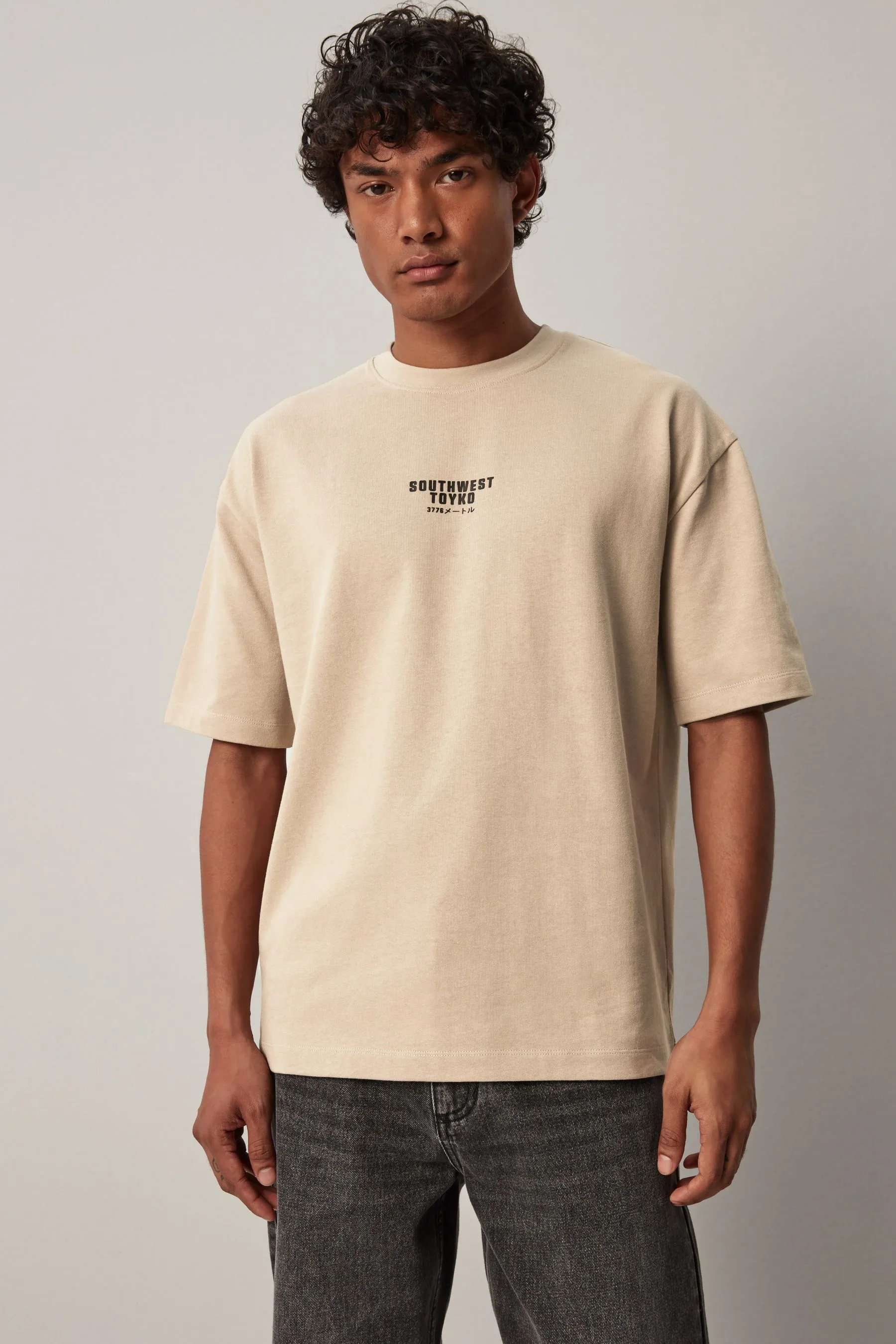 T-shirt pesante comoda con stampa grafica