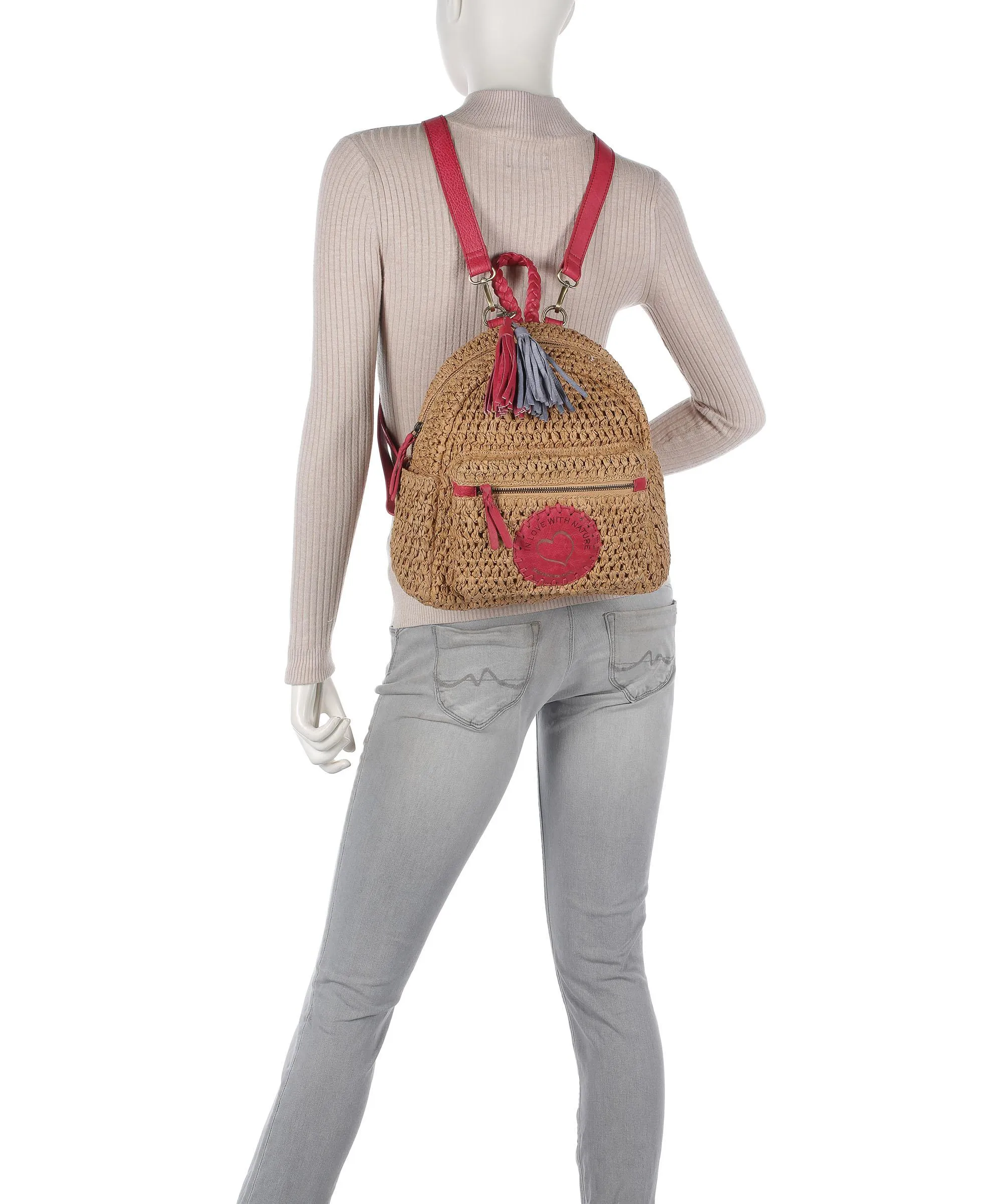  Taschendieb Wien Strandgasse 5 Zaino libro beige/rosso  