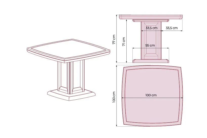 Tavolo riunione quadrato PRESTIGE G610 100 cm