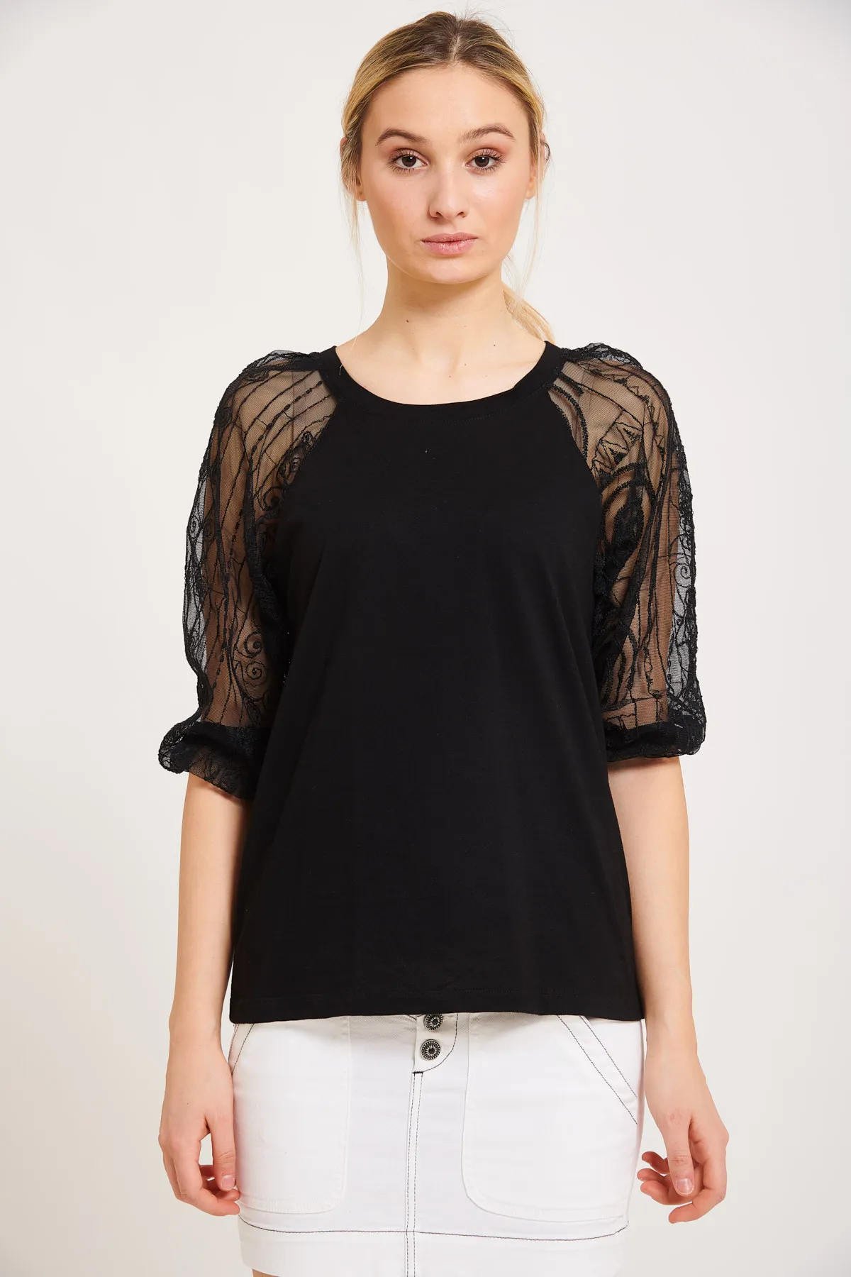 Top con maniche in pizzo Dondup