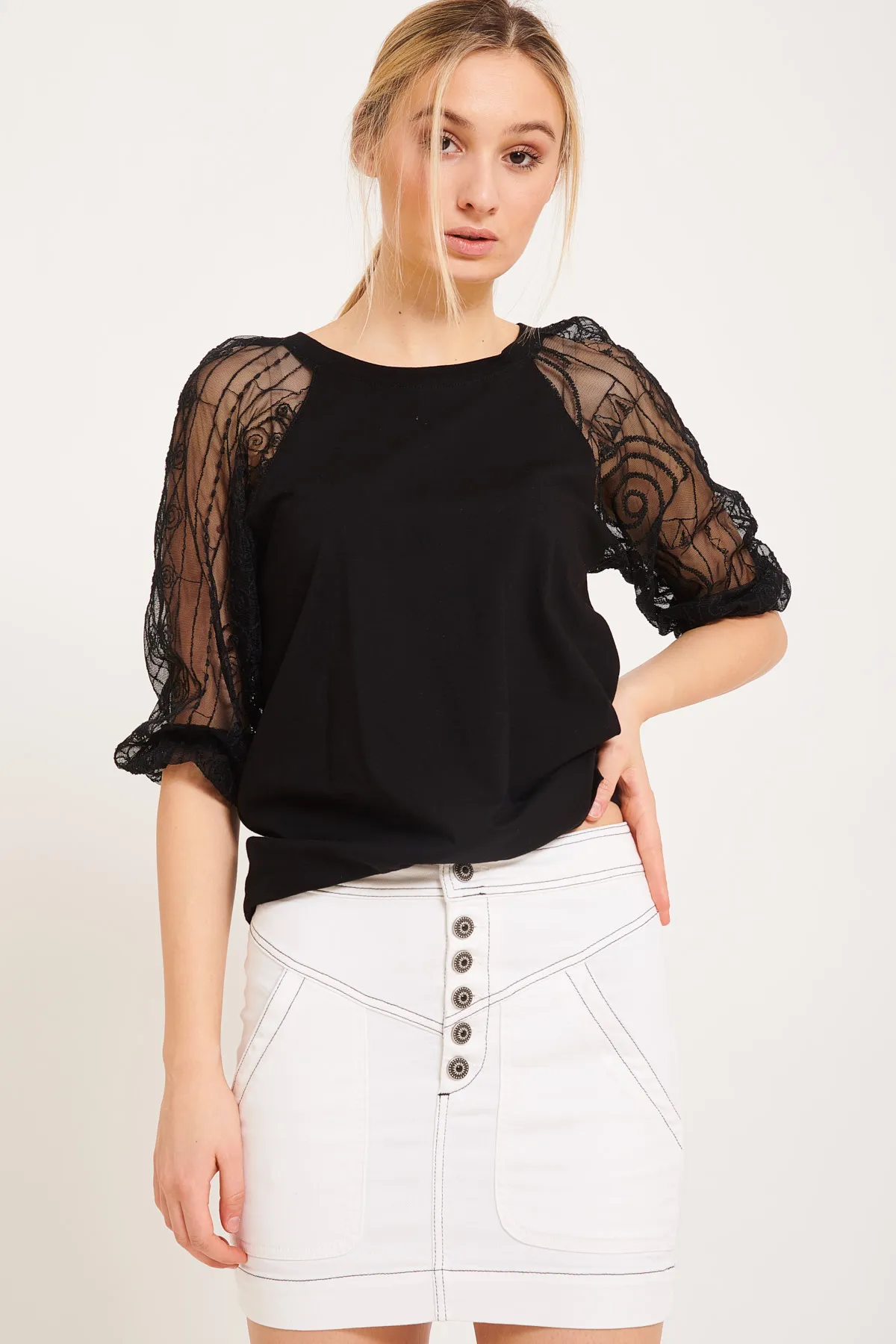 Top con maniche in pizzo Dondup