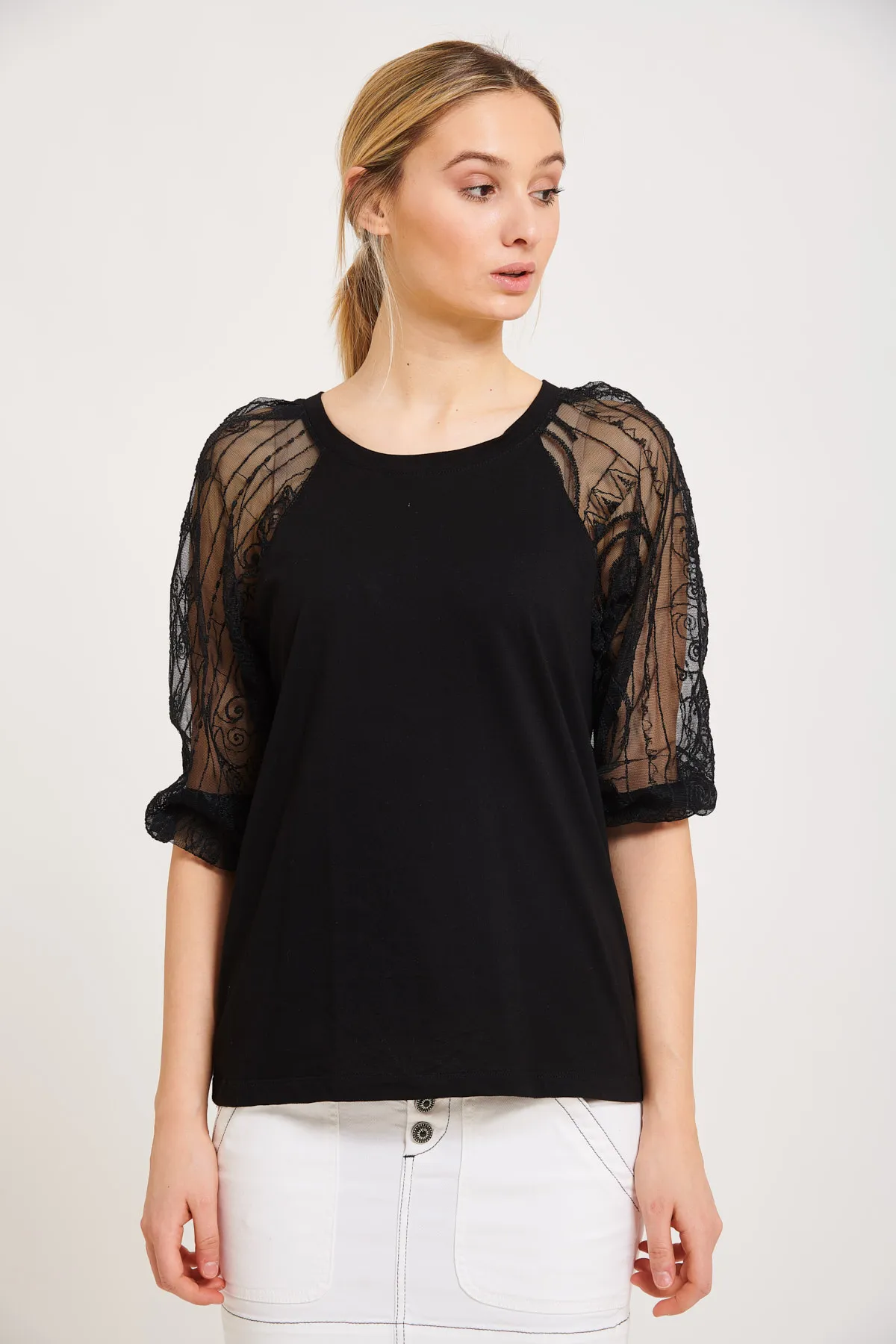 Top con maniche in pizzo Dondup
