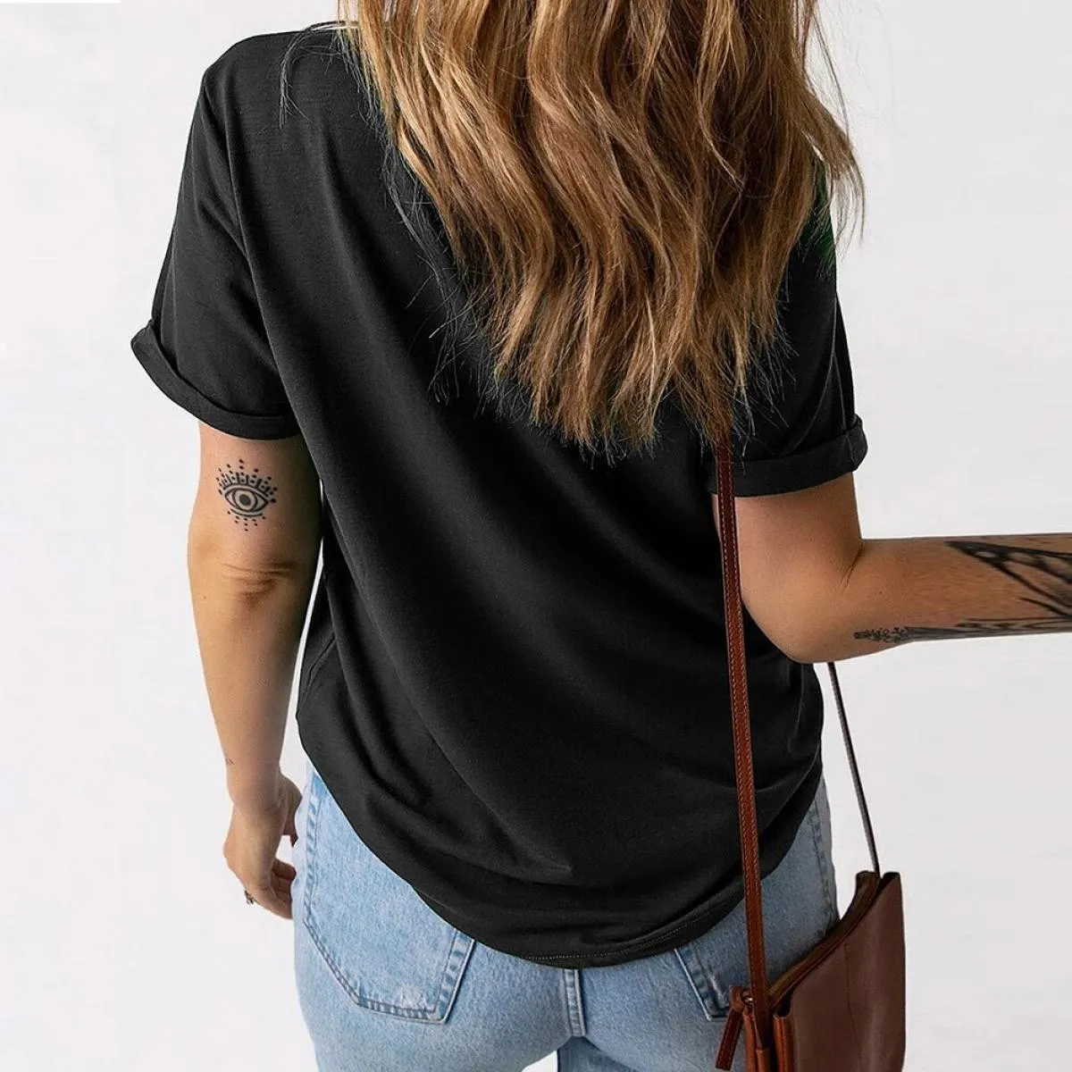 Top in cotone per abbigliamento donna 2024 T-shirt a maniche corte bianca nera estiva T-shirt pullover casual basic tinta unita