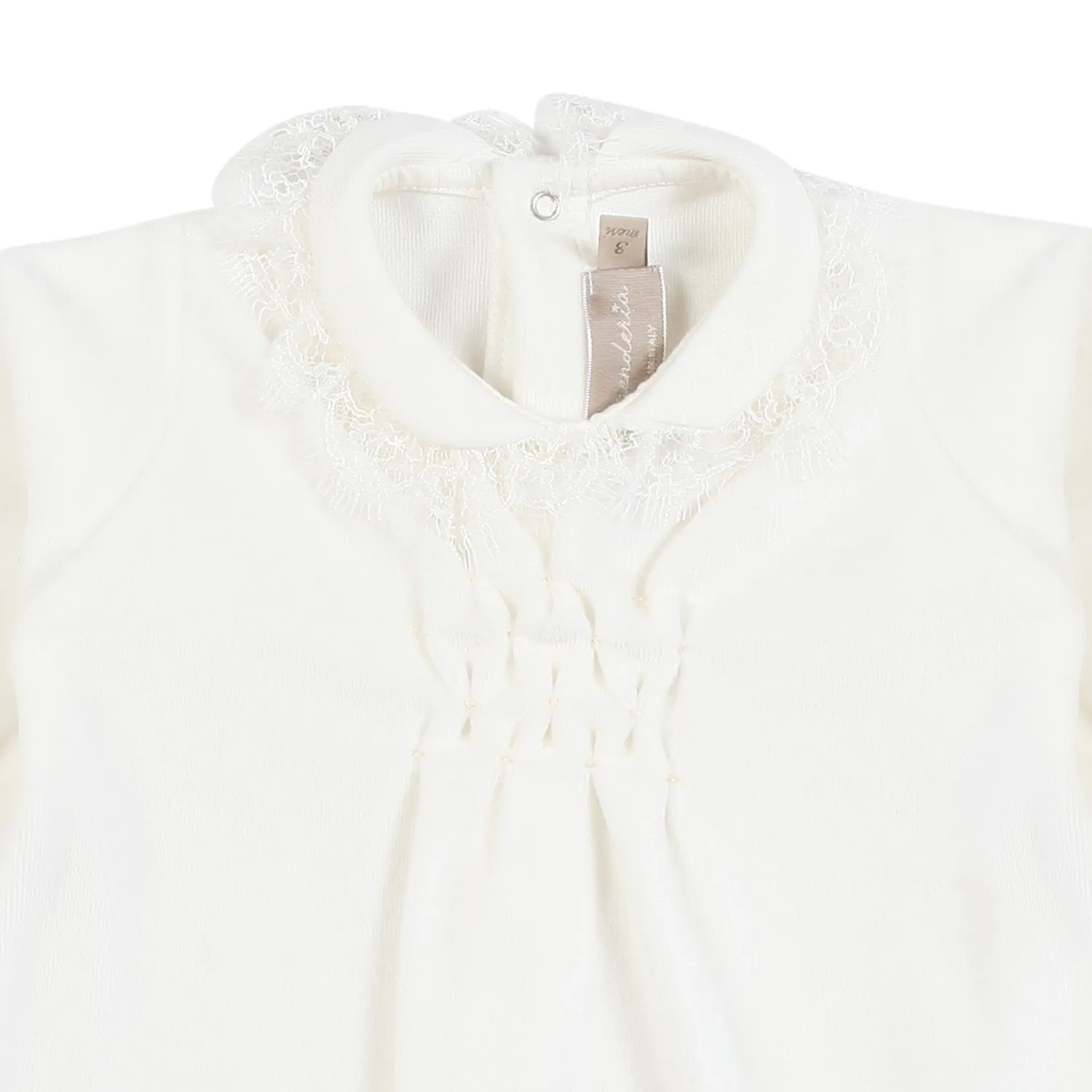 Tutina Bianco Caldo Con Colletto In Pizzo Neonata