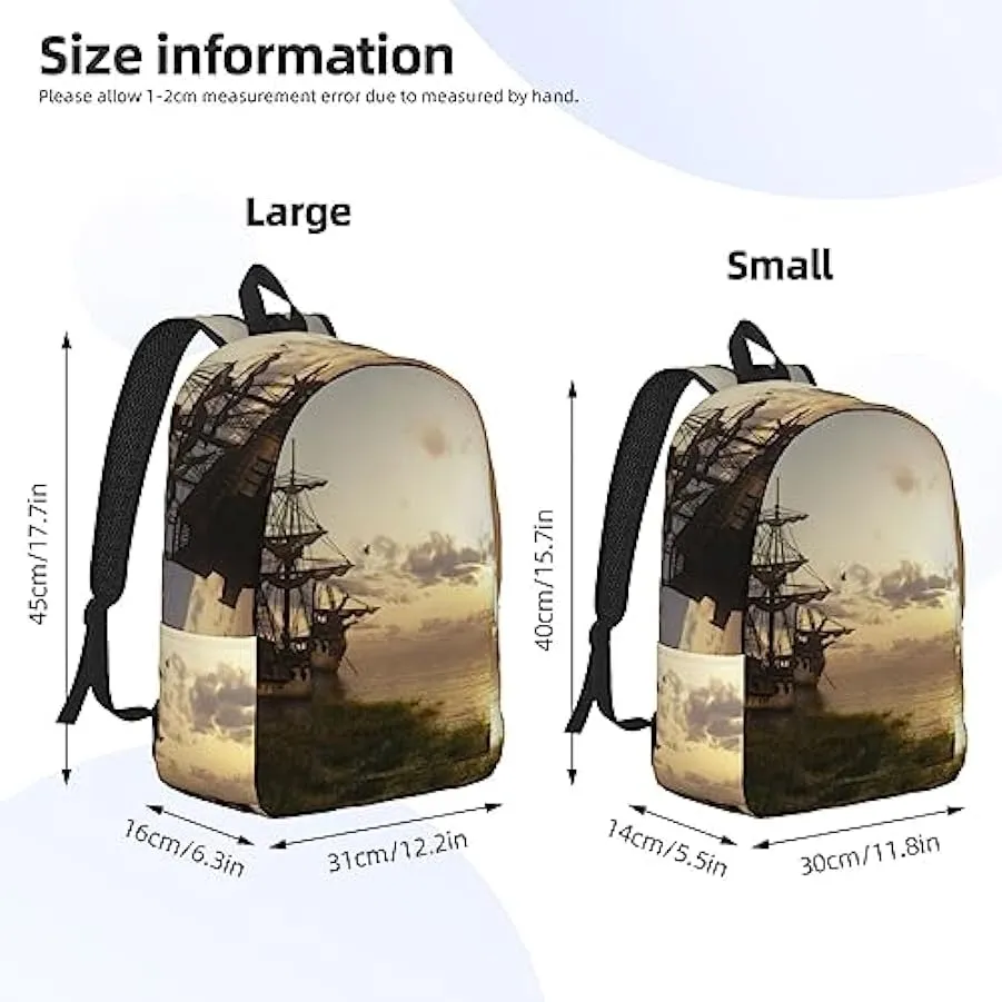 VACSAX Zaino in tela Zaino da viaggio con stampa nave pirata Zaino casual 191046020