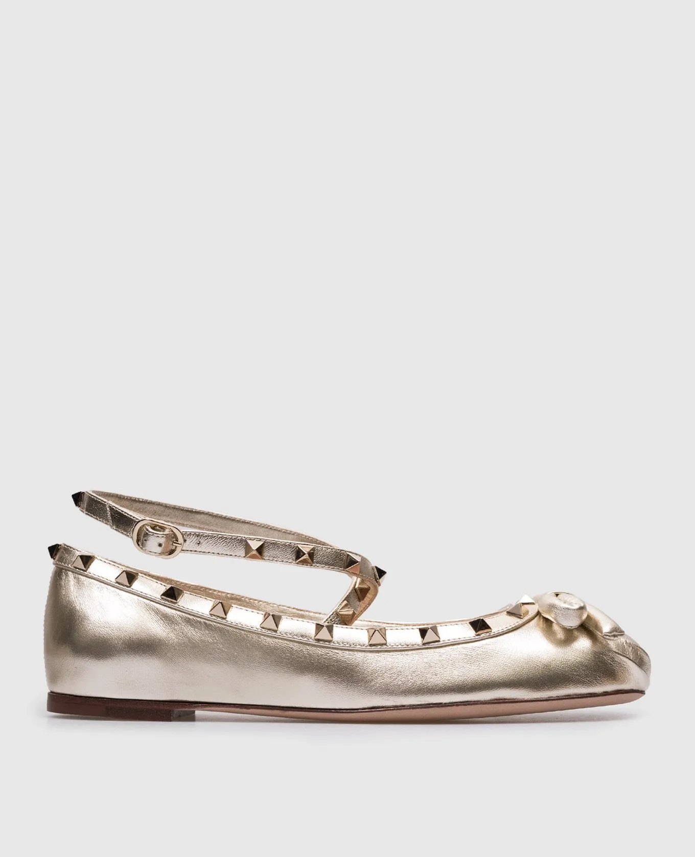 Valentino Ballerine Rockstud in pelle dorata 4W2S0HB6JXH