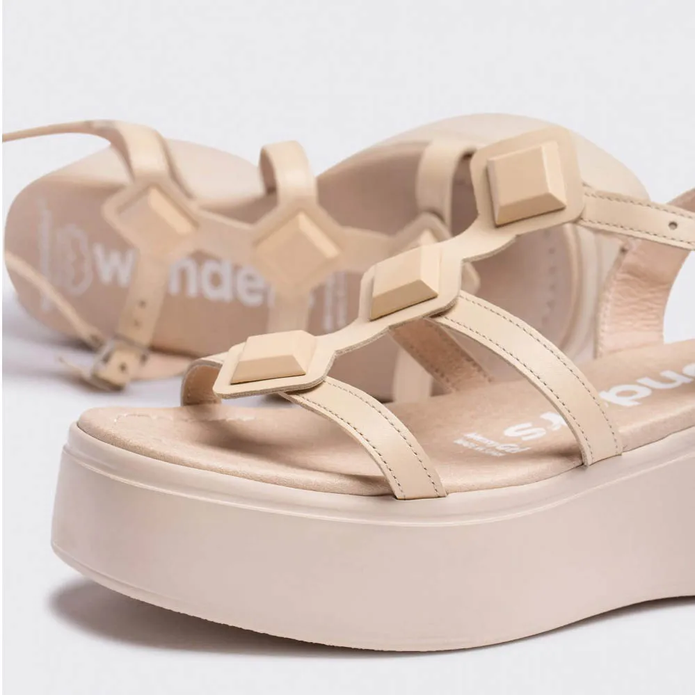 Wonders sandalo in pelle con zeppa Beige