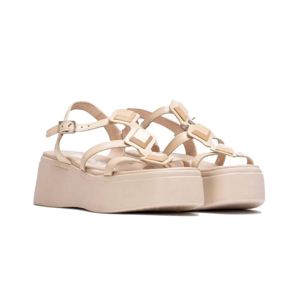 Wonders sandalo in pelle con zeppa Beige