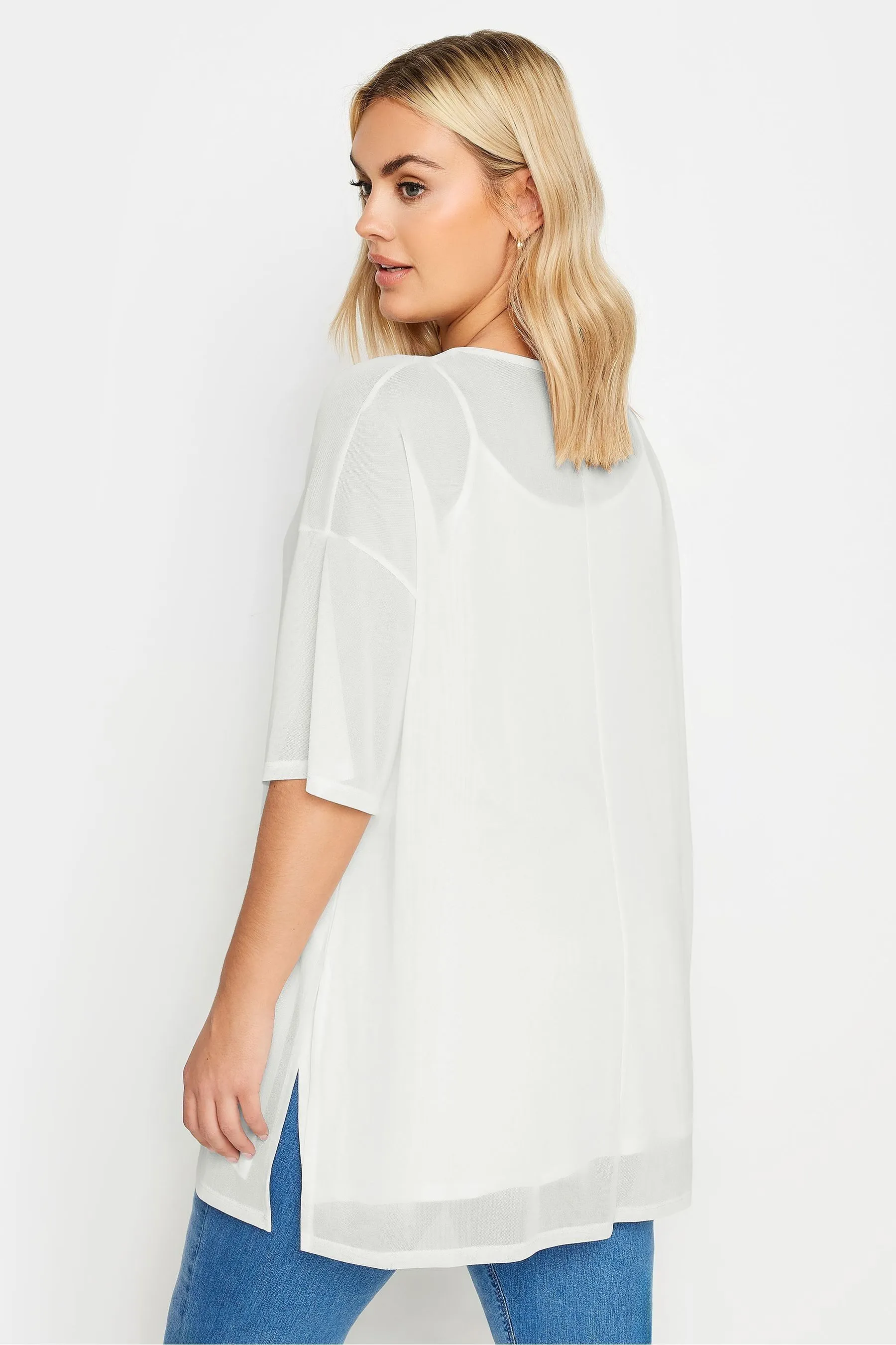 Yours Curve - Marrone - Top oversize in rete beige