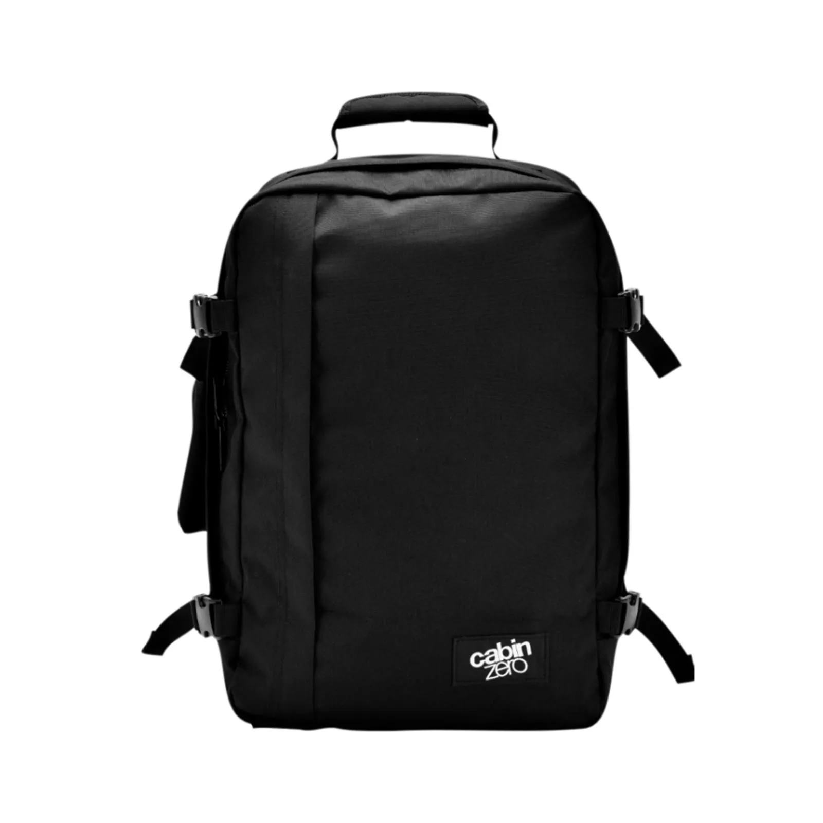 Zaino nero da viaggio 36L con zip e cinghie di compressione