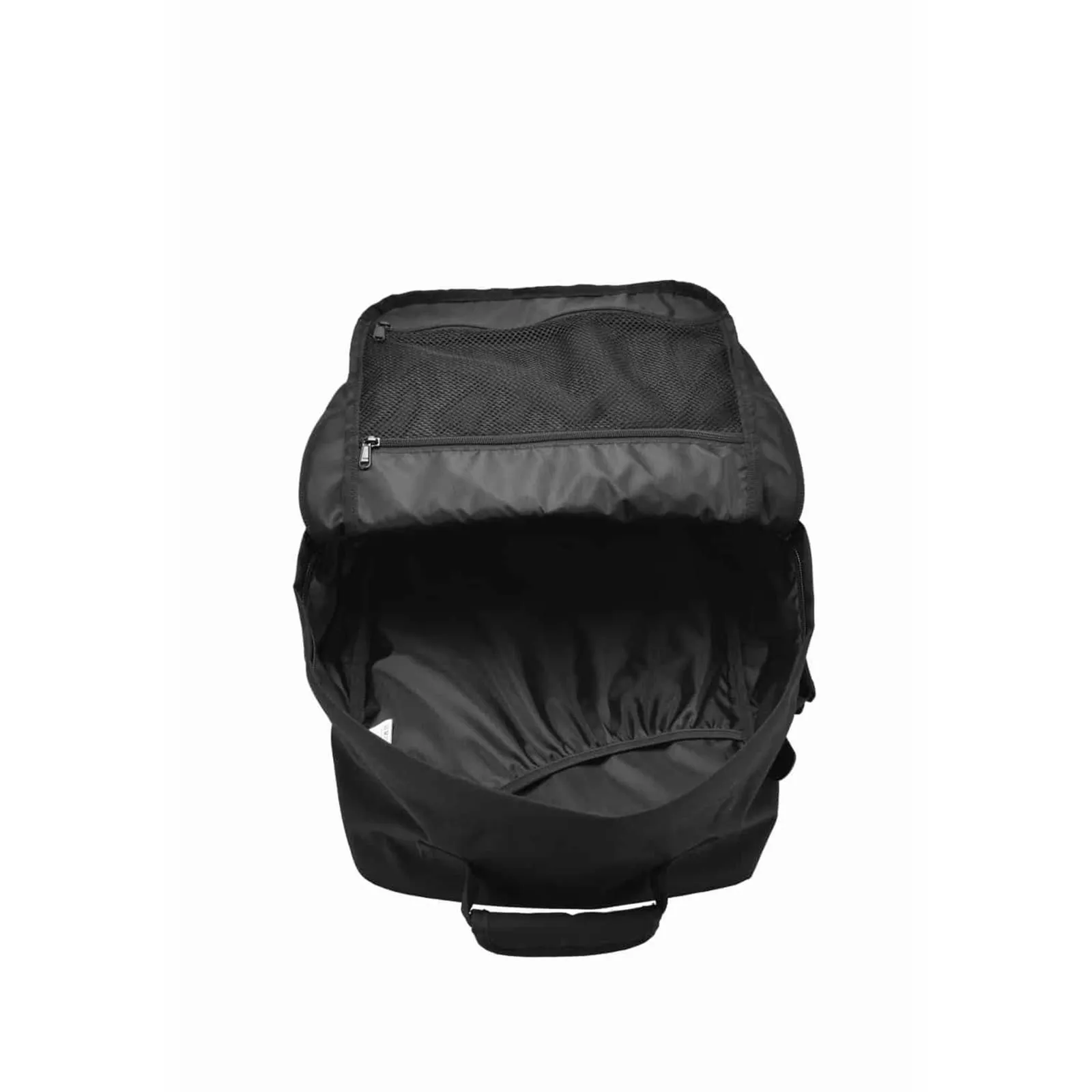 Zaino nero da viaggio 36L con zip e cinghie di compressione